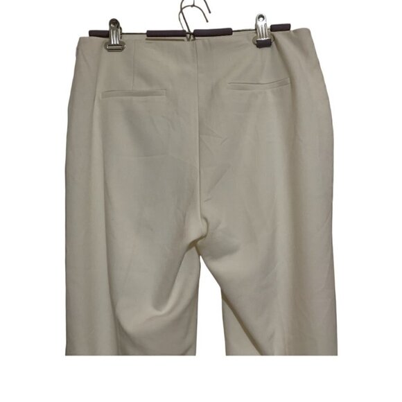 Melanie Lyne White Trousers w/ Gold Zips US 8 Straight Leg Coastal Chic - Picture 2 of 9